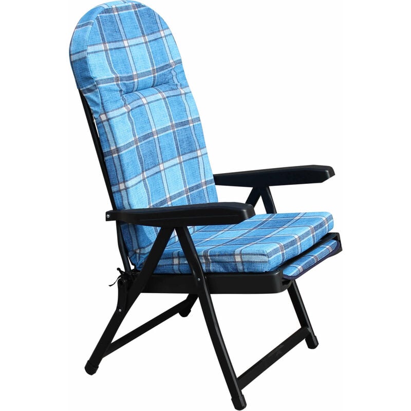 Chaise de pont en acier avec dossier réglable et reproche rétractable barbare Blue - Blue