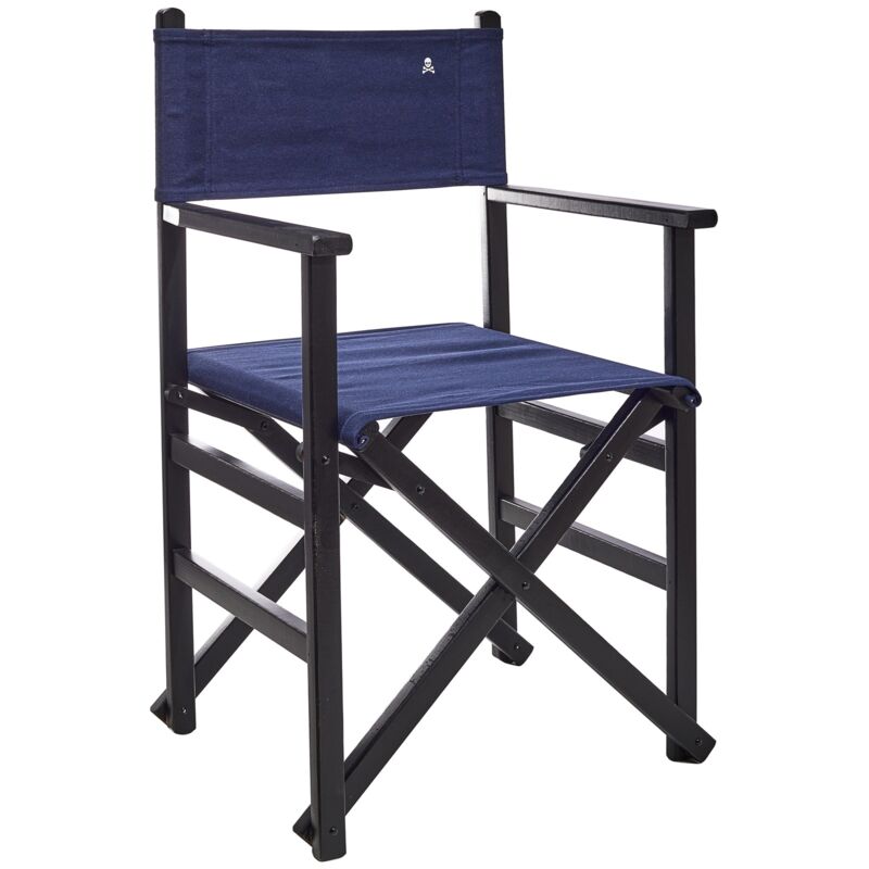 Scalpers - Chaise de réalisateur pliante avec structure couleur wengé et toile bleu foncé, en bois de hêtre de première qualité Bleu foncé