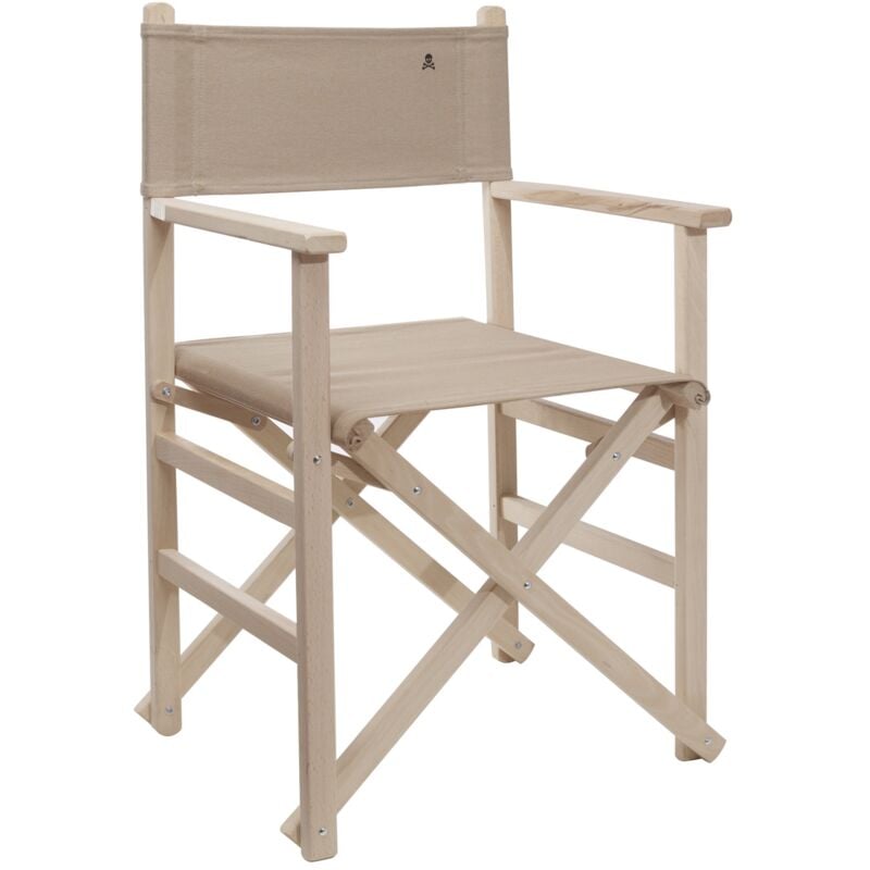 Scalpers - Chaise de réalisateur pliante sans structure vernis avec toile couleur pierre, en bois de hêtre de première qualité Pierre