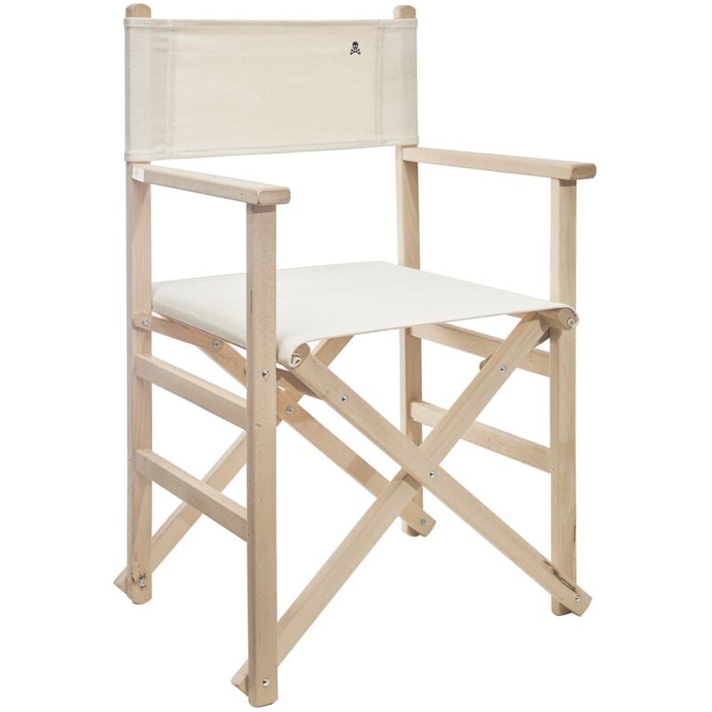 Chaise de réalisateur pliante sans structure vernis avec toile écrue en bois de hêtre de première qualité Scalpers brut