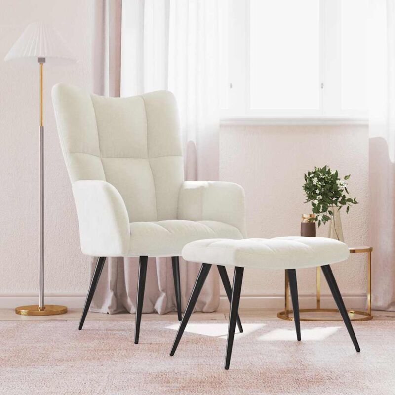 Chaise rembourrée dans des design moderne en velours + reproches de pied dans diverses couleurs couleur : crème