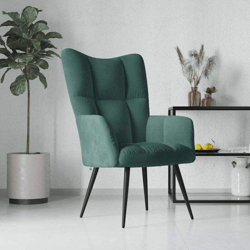 Chaise de relaxation Vert foncé Velours