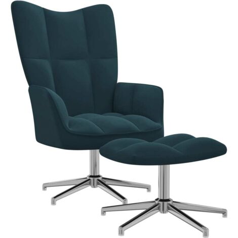 Chaise de relaxation avec repose-pied Bleu Velours
