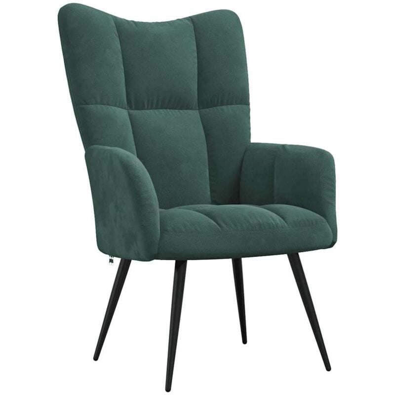 Chaise de relaxation, Chaise salon confortable, Fauteuil de Relaxation Vert foncé Velours WRG835684 design in