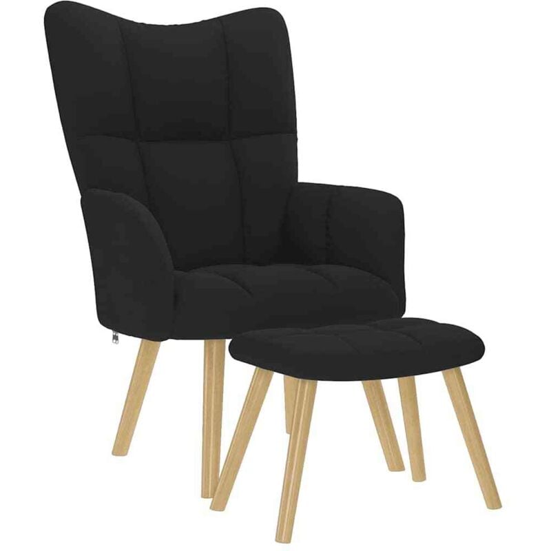 Vidaxl - Chaise de relaxation avec repose-pied Noir Tissu