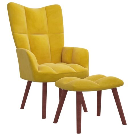 Chaise de relaxation avec repose-pied  Fauteuil de relaxation  Chaise de Salon Relax Intérieur Jaune moutarde Velours BSRHS879656