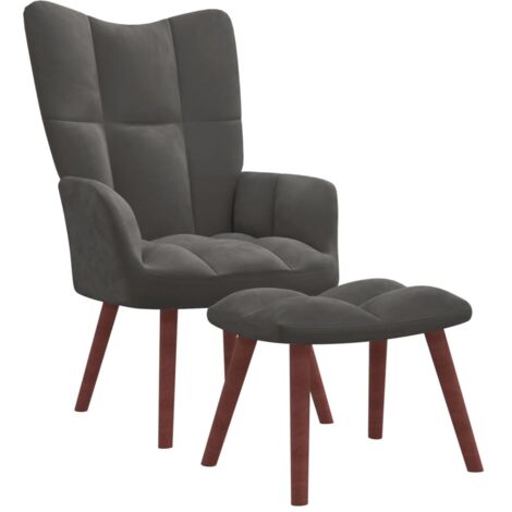 Chaise de relaxation avec repose-pied Fauteuil relax - Gris foncé Velours -90736