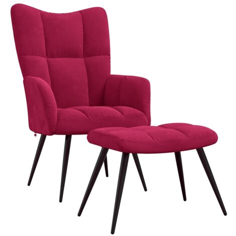 Chaise de relaxation avec repose-pied Fauteuil relax - Rouge bordeaux Velours BonneVie-61661