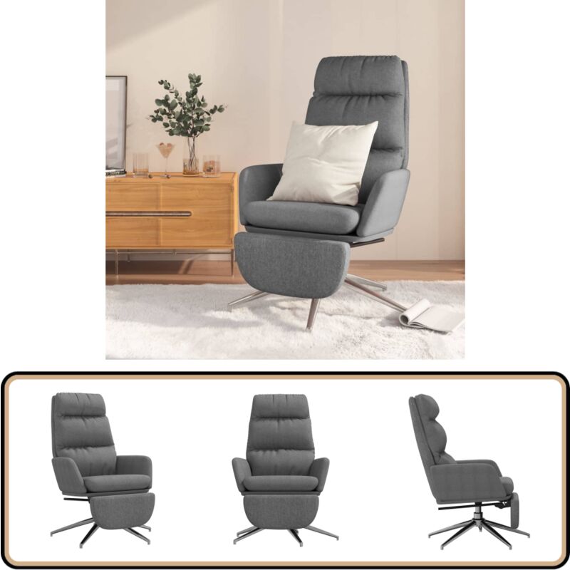 Vidaxl - Chaise de relaxation avec repose-pied Gris clair Tissu - Chaise Relaxante - Fauteuil Inclinable - Chaise Confort - Chaise Pivote - Chaise