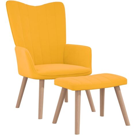 Chaise de relaxation avec repose-pied Jaune moutarde Velours 5