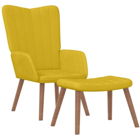 Chaise de relaxation avec repose-pied Jaune moutarde Velours
