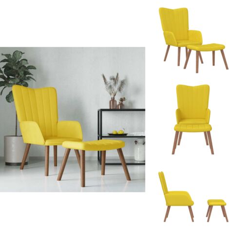 Chaise de relaxation avec repose-pied Jaune moutarde Velours - Fauteuil Relaxant - Chaise Lounge - Chaise Avec Repose-pieds - Mobilier Extérieur - Jardin