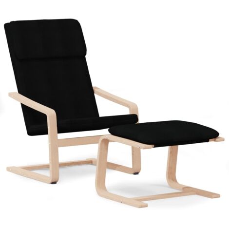 Chaise de relaxation avec repose-pied Noir Tissu