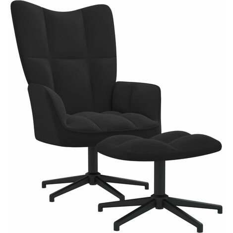 Chaise de relaxation avec repose-pied Noir Velours 3