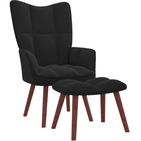 Chaise de relaxation avec repose-pied Noir Velours 6