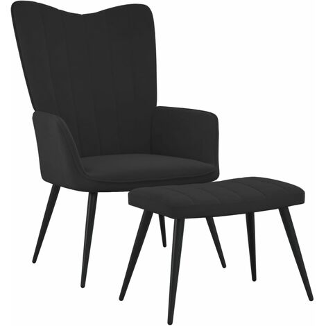 Chaise de relaxation avec repose-pied Noir Velours