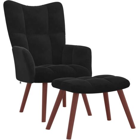 Chaise de relaxation avec repose-pied Noir Velours