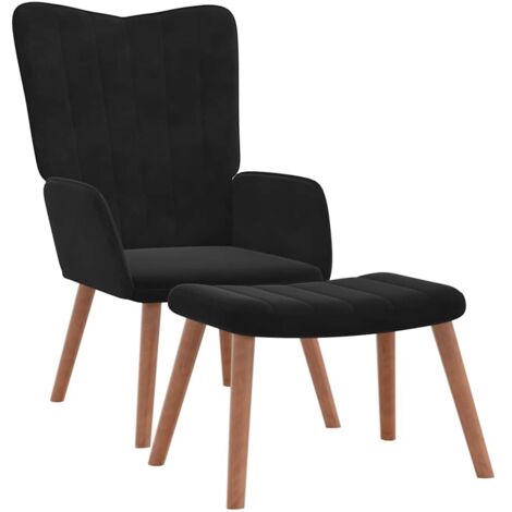 Chaise de relaxation avec repose-pied Noir Velours