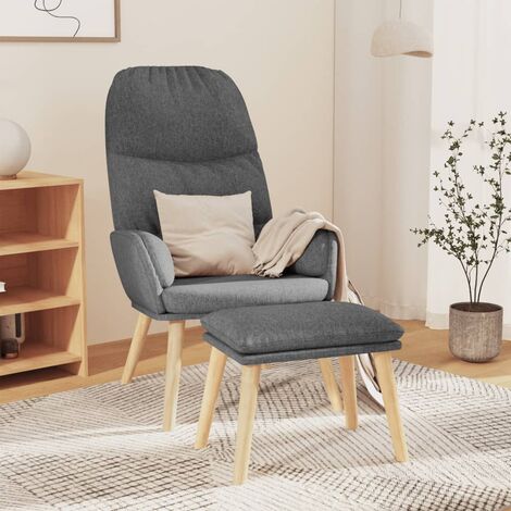 Chaise de relaxation avec tabouret Gris clair Tissu 3
