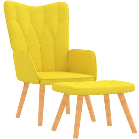 Chaise de relaxation avec tabouret Jaune moutarde Tissu