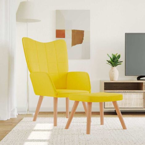 Chaise de relaxation avec tabouret Jaune moutarde Tissu vidaXL