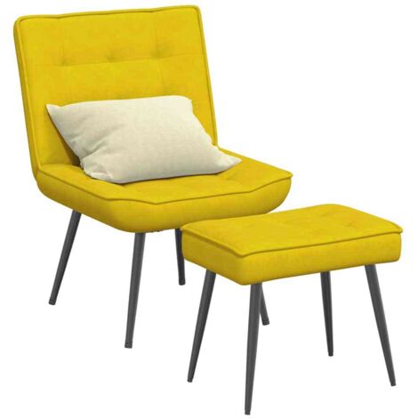 Chaise de relaxation avec tabouret jaune velours vidaXL