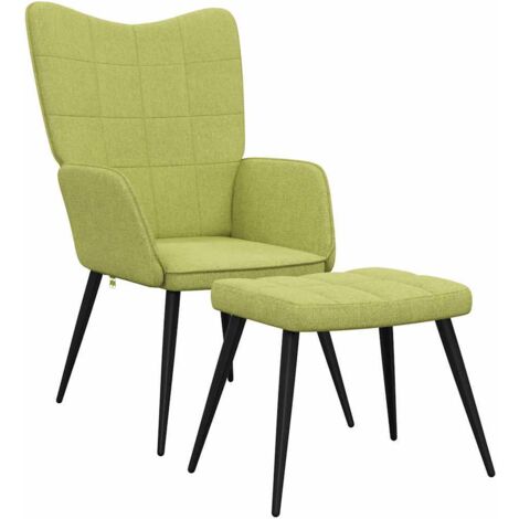 Chaise de relaxation avec tabouret Vert Tissu