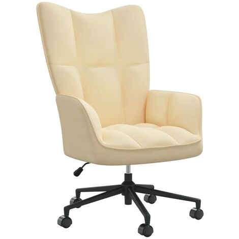 Chaise de relaxation Blanc crème Velours 5