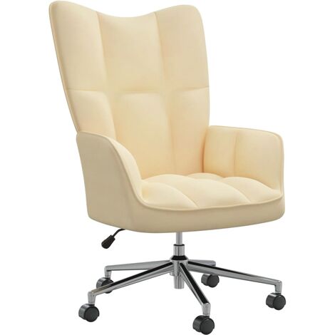 Chaise de relaxation Blanc crème Velours 6