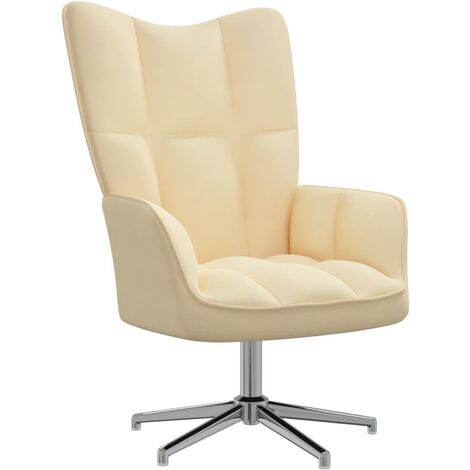 Chaise de relaxation Blanc crème Velours