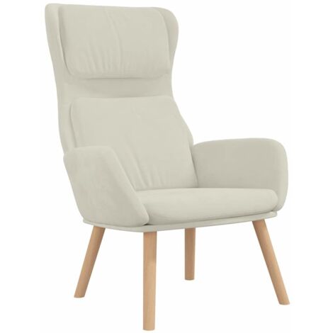 Chaise de relaxation Blanc crème Velours