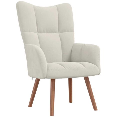 Chaise de relaxation Blanc crème Velours