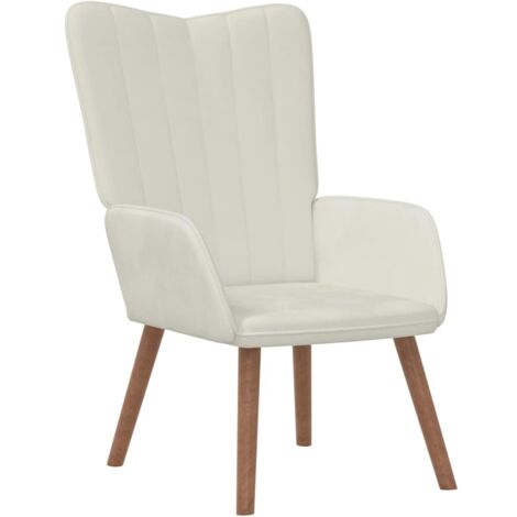 Chaise de relaxation Blanc crème Velours
