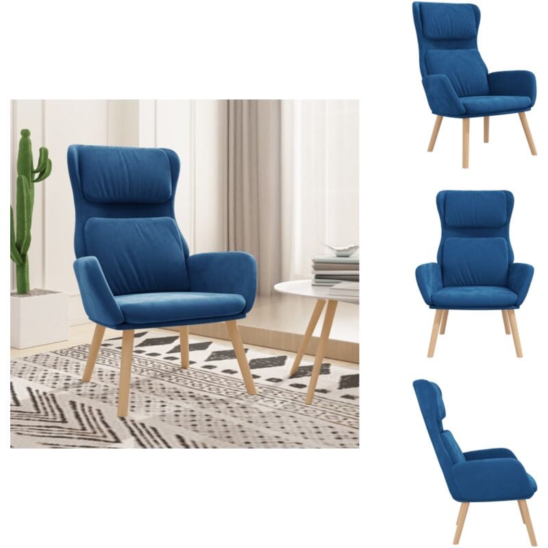 Chaise de relaxation Bleu Velours - Chaise Relaxante - Fauteuil Détente - Chaise Velours - Mobilier Salon - Chaise Bleue
