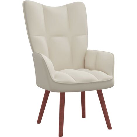 Chaise de relaxation, Chaise de Salon, Fauteuil Relax Blanc crème Velours NAJO2856 BonneVie