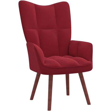 Chaise de relaxation, Chaise de Salon, Fauteuil Relax Rouge bordeaux Velours NAJO9373 BonneVie