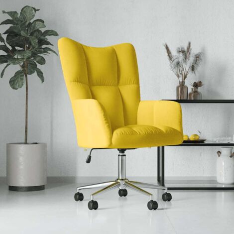 Chaise de relaxation , Chaise salon confortable, Fauteuil de Relaxation Jaune moutarde Velours WRG499345 DESIGN IN