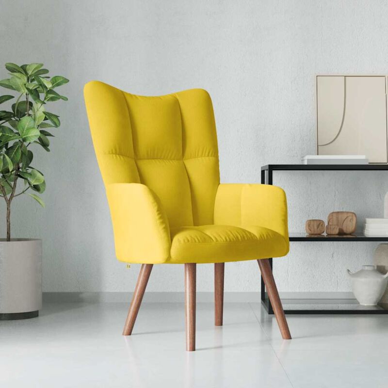 Maisonchic - Chaise de relaxation, Chaise salon confortable, Fauteuil de Relaxation Jaune moutarde Velours WRG666768 design in