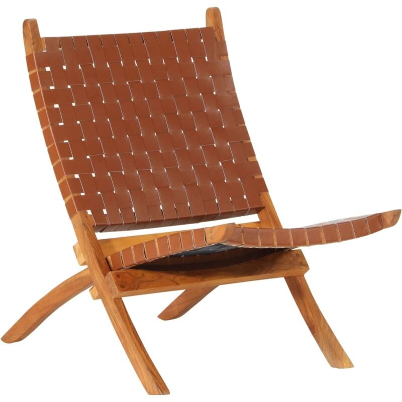 Vidaxl - Chaise de relaxation pliable marron cuir véritable
