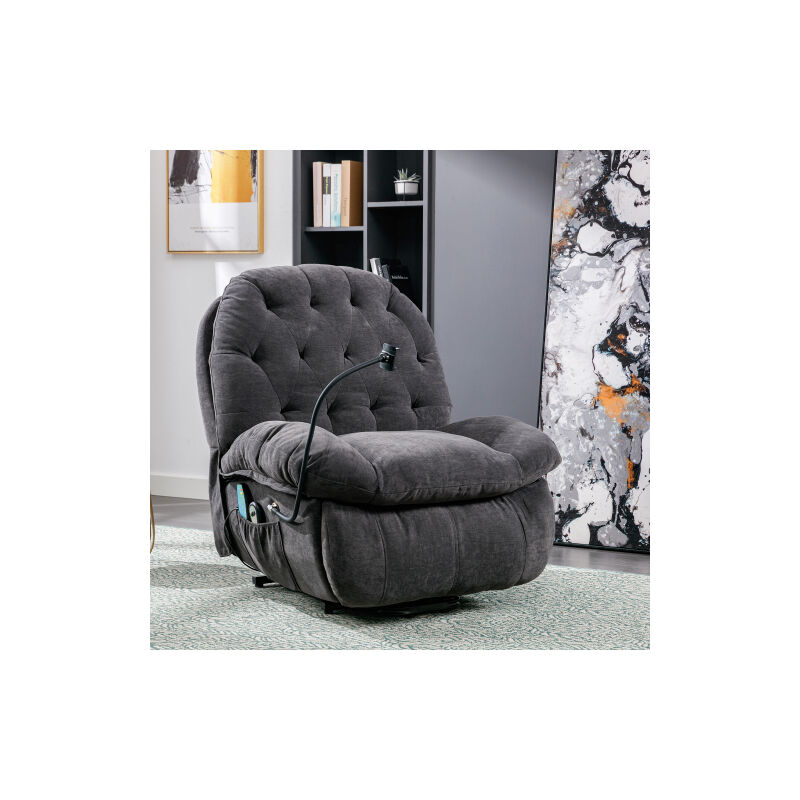 Ugreat - Fauteuil de relaxation électrique polaire Teddy, fauteuil pour personne agée avec fonction inclinable,massage, chaleur, et télécommande,