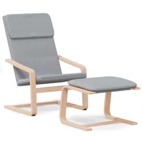 Chaise de relaxation ergonomique avec repose-pieds intégré – Fauteuil inclinable confortable en tissu gris clair pour salon ou bureau