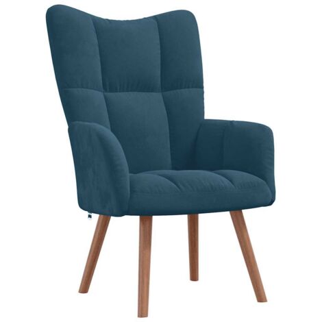 Chaise de relaxation Fauteuil relax - Bleu Velours BonneVie-86376