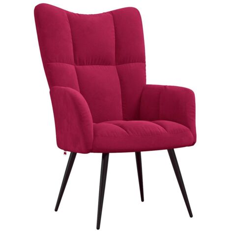 Chaise de relaxation Fauteuil relax - Rouge bordeaux Velours BonneVie-61990