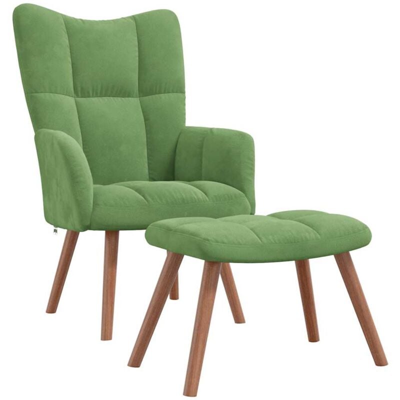 Chaise de relaxation avec repose-pied Vert clair Velours