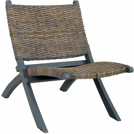 Chaise en rotin gris tressé kubu - Brin d'Ouest