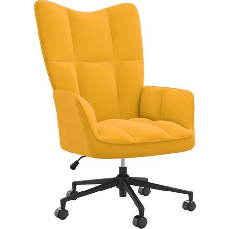 Chaise de relaxation Jaune moutarde Velours 4