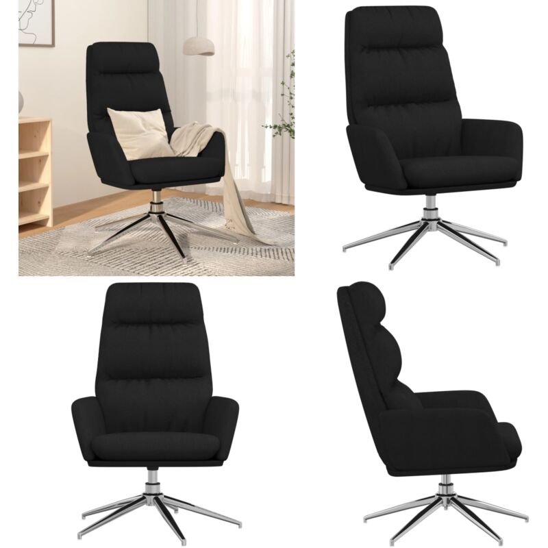Vidaxl - Chaise de relaxation Noir Tissu - Fauteuil Confortable - Chaise Relaxante - Chaise De Salon - Fauteuil Noir - Fauteuil En Tissu - Home &