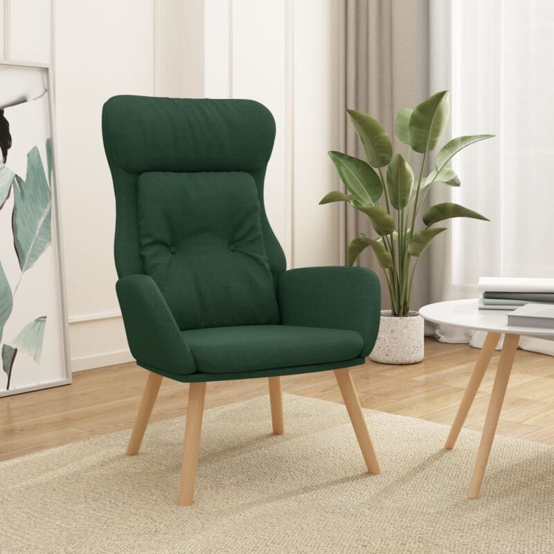 Chaise de relaxation Vert foncé Tissu Vidaxl