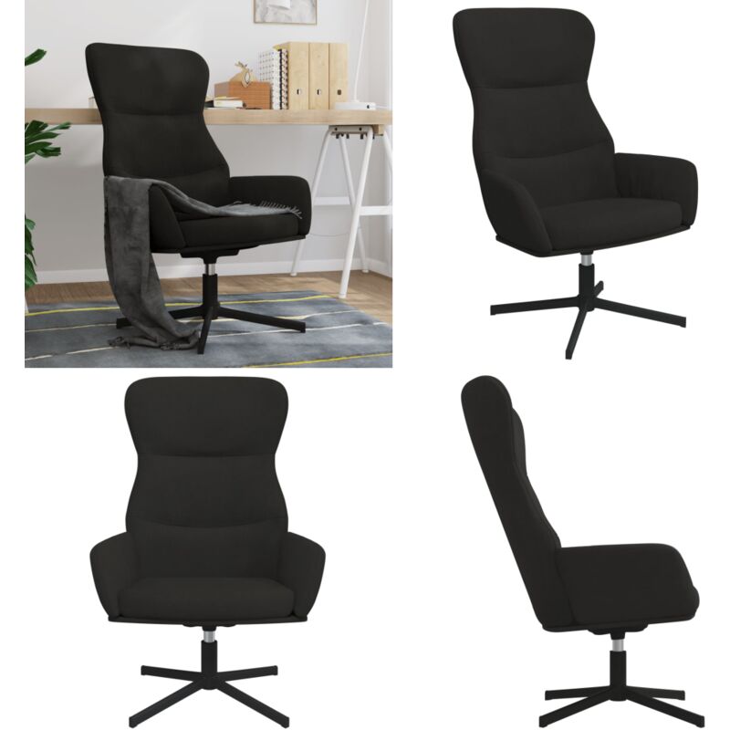 Vidaxl - Chaise de relaxation Noir Velours - Chaise Relaxante - Fauteuil Relaxant - Chaise Velours - Chaise Pivotante - Chaise Design - Home & Living