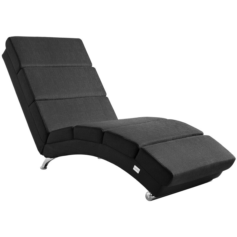 Méridienne « London » Chaise de relaxation Chaise longue d’intérieur ergonomique Fauteuil rembourré Pieds chromés Tissu anthracite - Casaria